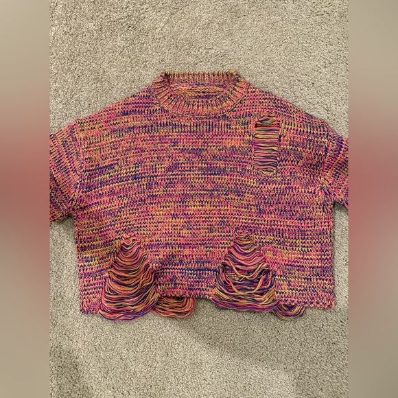 Crop multi color sweater - Picture 3 of 6